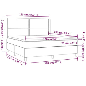 Letto a Molle con Materasso e LED Nero 160x200 cm in Tessuto cod mxl 35004