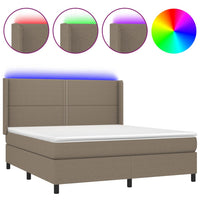 Letto a Molle con Materasso e LED Tortora 160x200 cm in Tessuto 3138249