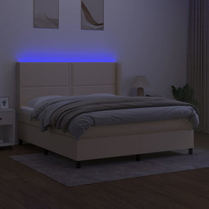 Letto a Molle con Materasso e LED Crema 160x200 cm in Tessuto cod mxl 35313