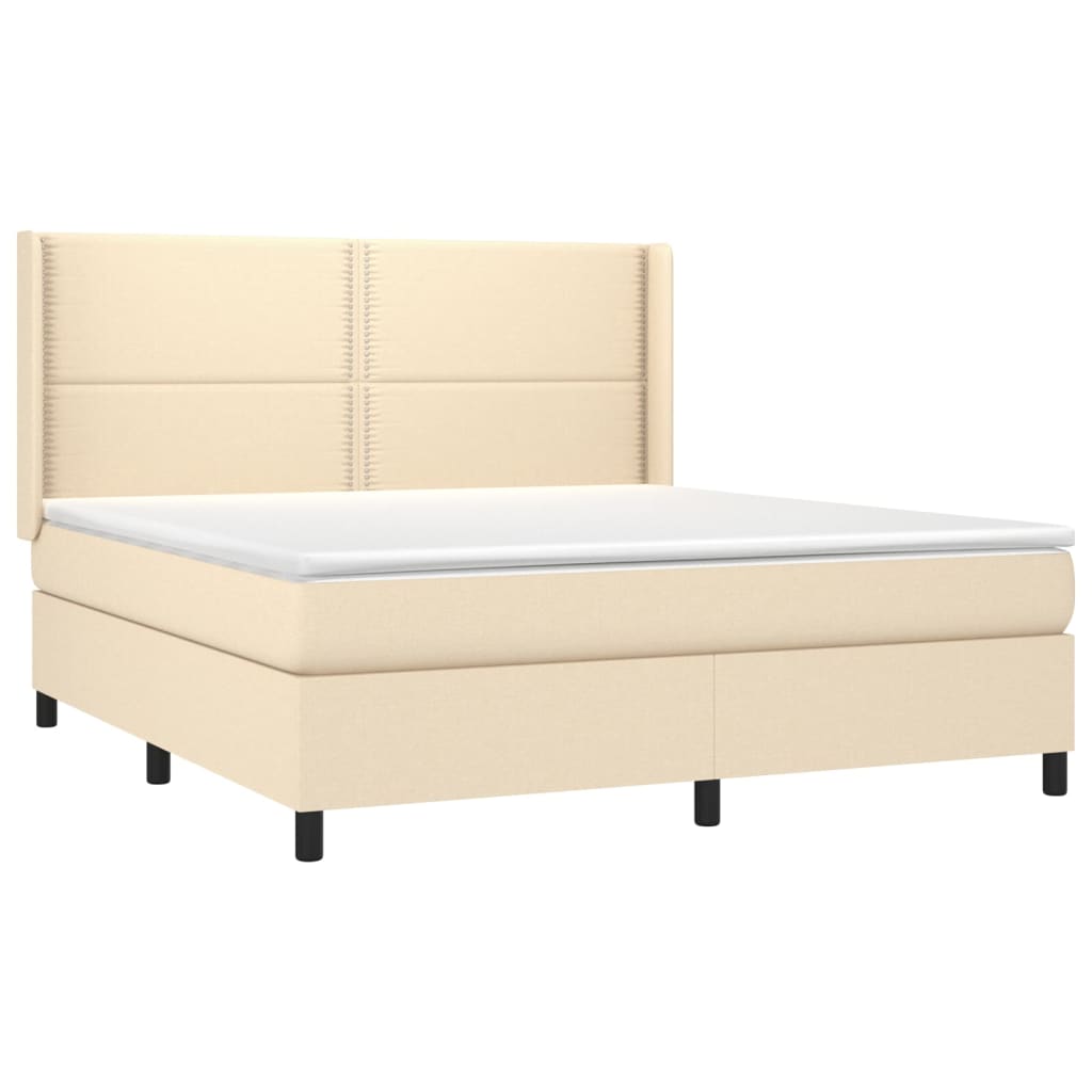 Letto a Molle con Materasso e LED Crema 160x200 cm in Tessuto cod mxl 35313