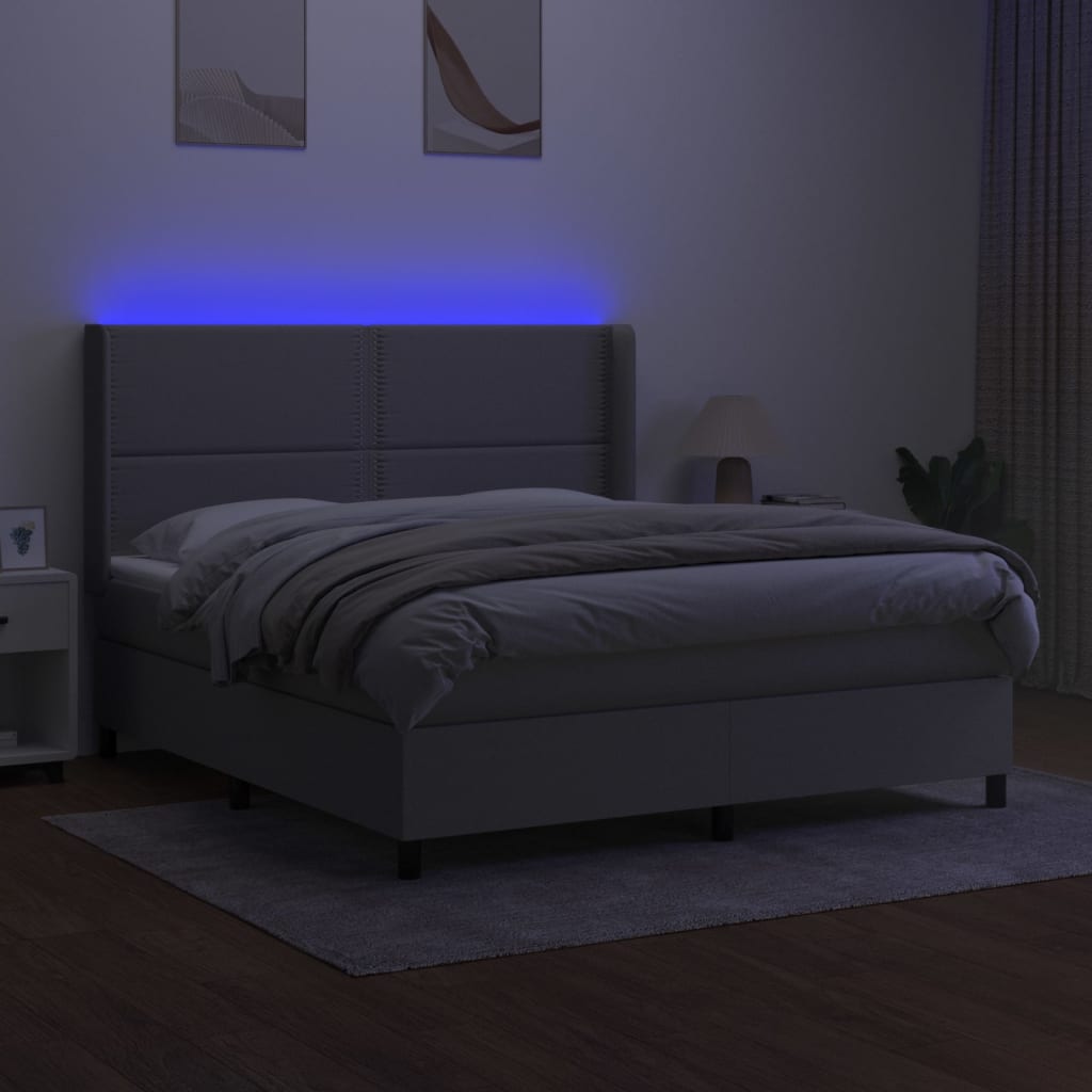 Letto a Molle Materasso e LED Grigio Chiaro 180x200 cm Tessuto cod mxl 46988