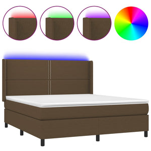 Letto a Molle Materasso e LED MarroneScuro 180x200cm in Tessuto 3138256