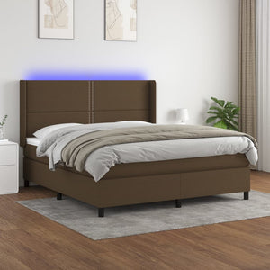 Letto a Molle Materasso e LED MarroneScuro 180x200cm in Tessuto 3138256