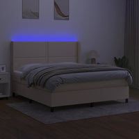 Letto a Molle con Materasso e LED Crema 180x200 cm in Tessuto 3138258