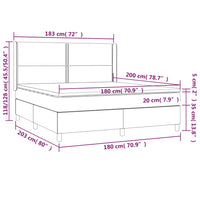 Letto a Molle con Materasso e LED Crema 180x200 cm in Tessuto 3138258