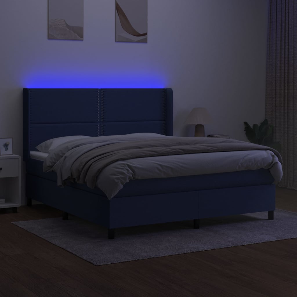 Letto a Molle con Materasso e LED Blu 180x200 cm in Tessutocod mxl 123245