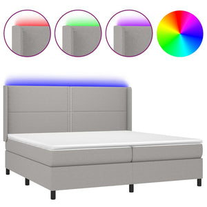 Letto a Molle Materasso e LED Grigio Chiaro 200x200 cm Tessuto cod mxl 56550