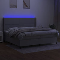 Letto a Molle Materasso e LED Grigio Chiaro 200x200 cm Tessuto cod mxl 56550