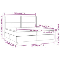 Letto a Molle Materasso e LED Grigio Chiaro 200x200 cm Tessuto cod mxl 56550