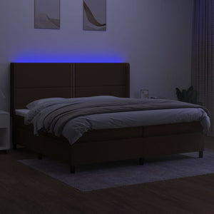 Letto a Molle Materasso e LED MarroneScuro 200x200cm in Tessuto cod mxl 56123