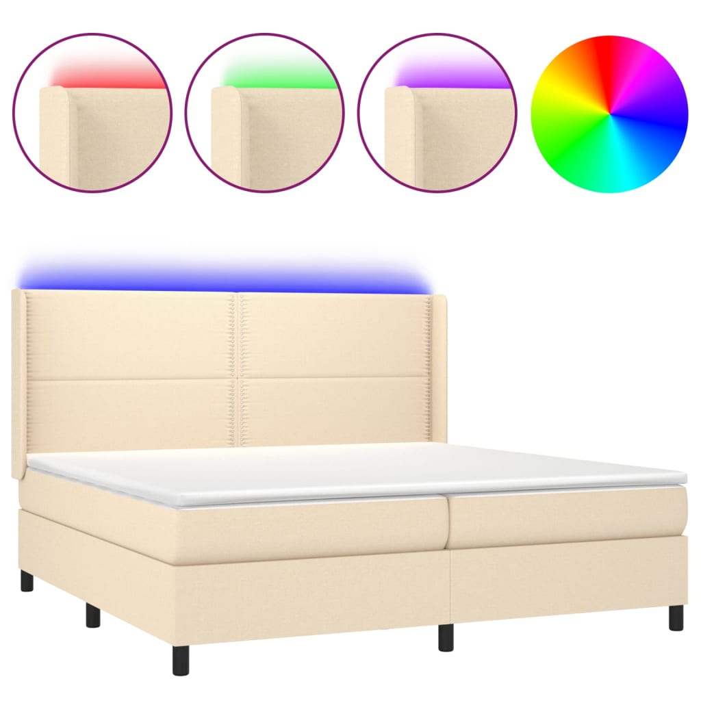 Letto a Molle Materasso e LED bianco 200x200cm in Tessuto cod mxl 58283