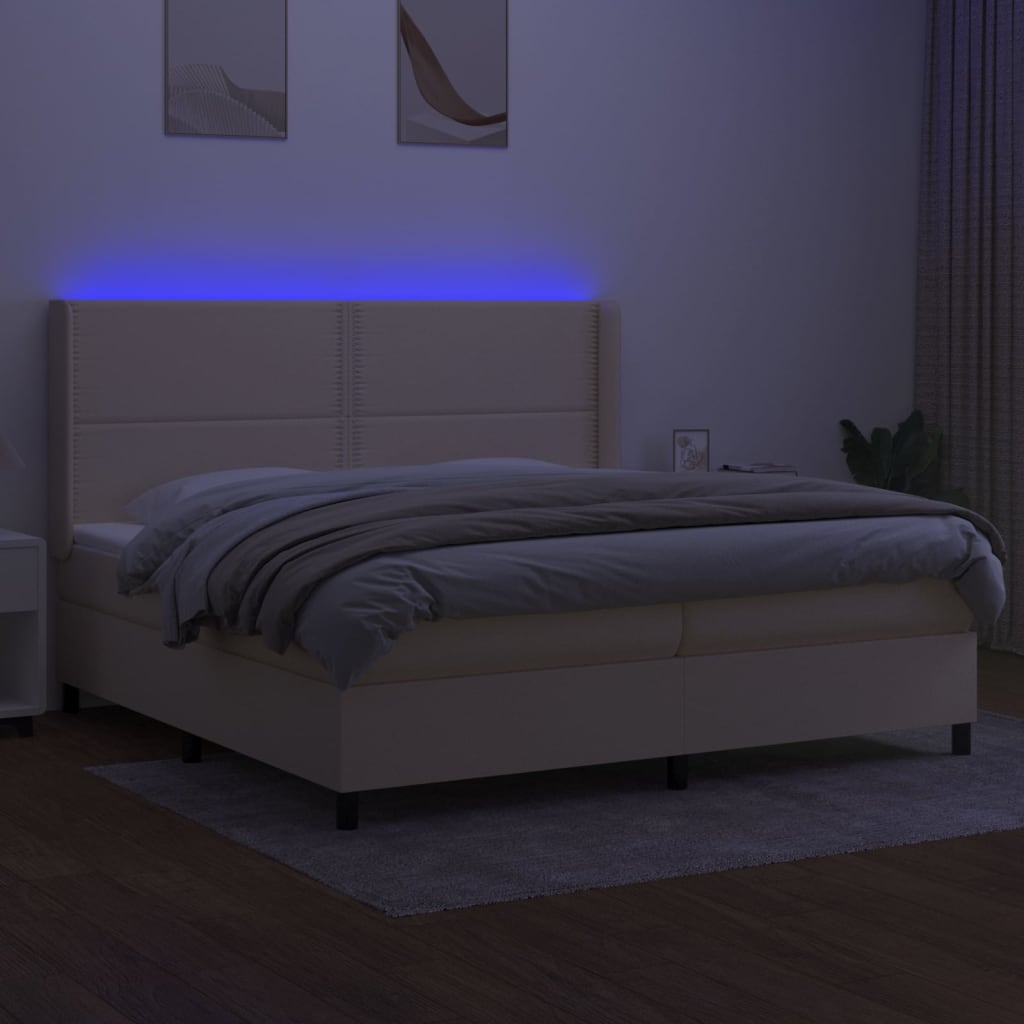 Letto a Molle Materasso e LED bianco 200x200cm in Tessuto cod mxl 58283