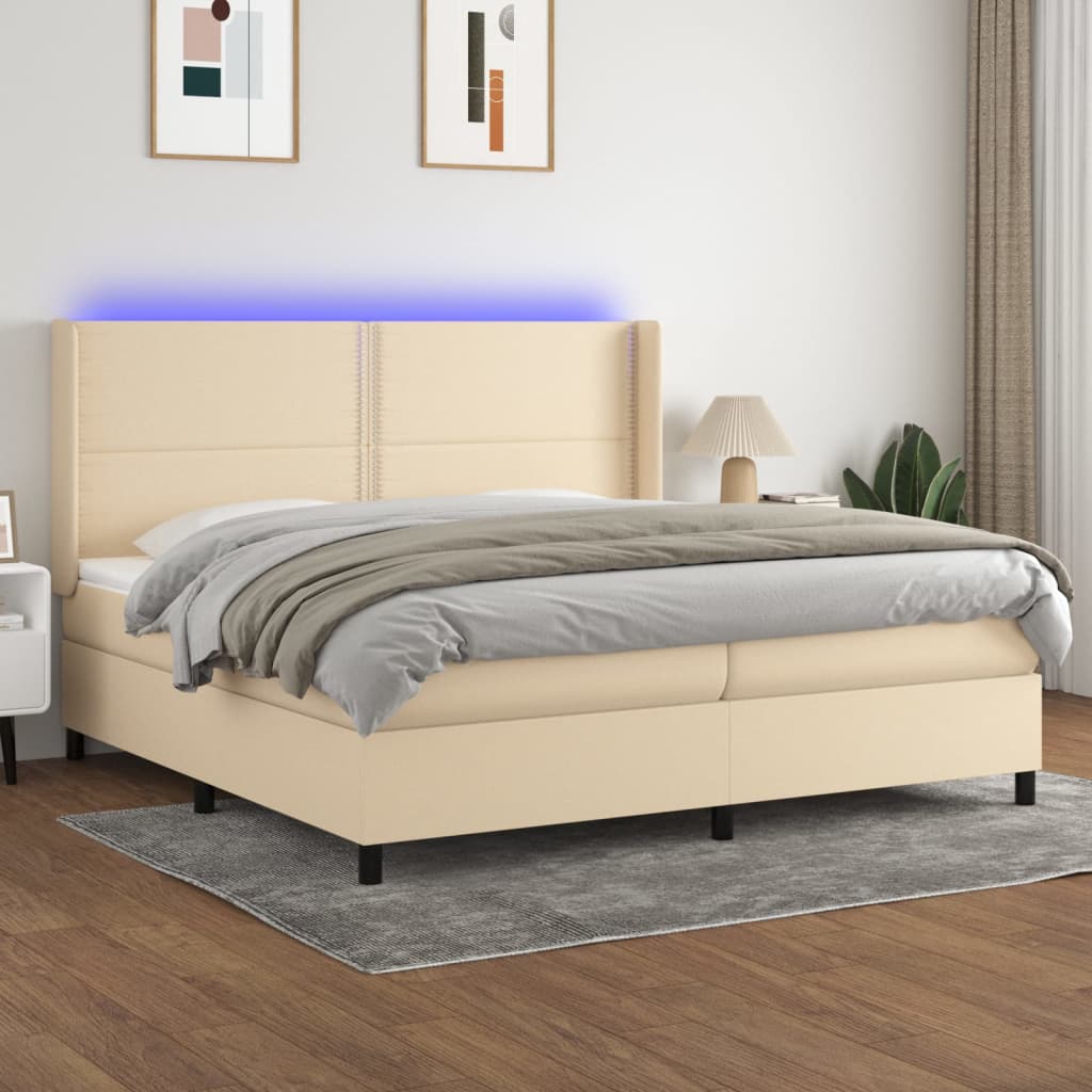 Letto a Molle Materasso e LED bianco 200x200cm in Tessuto cod mxl 58283