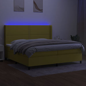 Letto a Molle Materasso e LED Verde 200x200cm in Tessuto 3138268