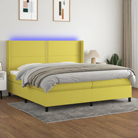 Letto a Molle Materasso e LED Verde 200x200cm in Tessuto 3138268