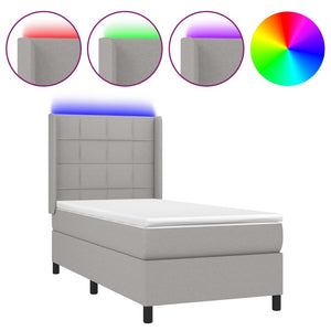 Letto a Molle Materasso e LED Grigio Chiaro 90x200 cm Tessuto cod mxl 61138