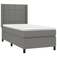 Letto a Molle Materasso e LED Grigio Scuro 90x200 cm in Tessuto 3138286