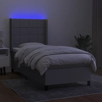 Letto a Molle Materasso e LED Grigio Chiaro 100x200 cm Tessuto 3138293