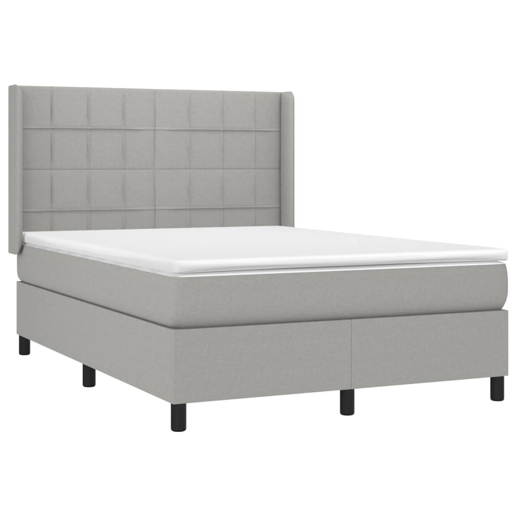 Letto a Molle Materasso e LED Grigio Chiaro 140x200 cm Tessuto cod mxl 37305