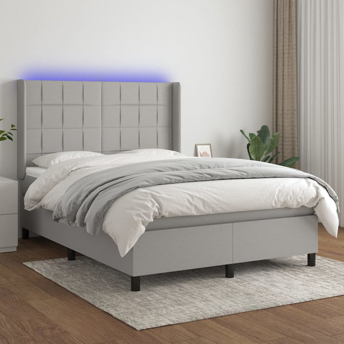 Letto a Molle Materasso e LED Grigio Chiaro 140x200 cm Tessuto cod mxl 37305