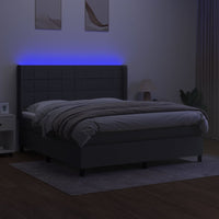 Letto a Molle Materasso e LED Grigio Scuro 160x200cm in Tessuto cod mxl 36744