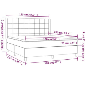 Letto a Molle Materasso e LED Grigio Scuro 160x200cm in Tessuto cod mxl 36744