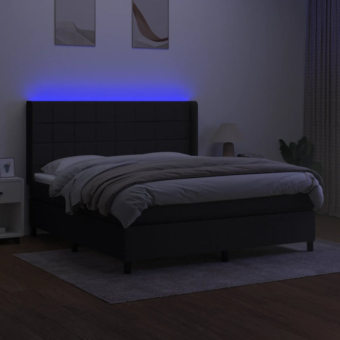 Letto a Molle con Materasso e LED Nero 160x200 cm in Tessuto 3138327