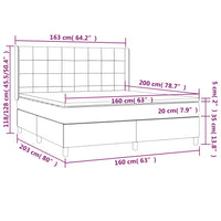 Letto a Molle Materasso e LED Marrone Scuro 160x200 cm Tessuto 3138328