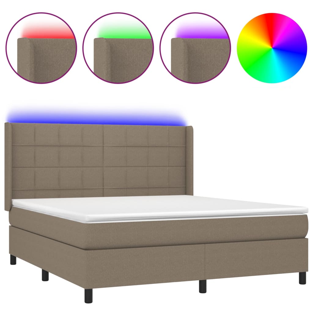 Letto a Molle con Materasso e LED Tortora 160x200 cm in Tessutocod mxl 123532