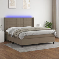 Letto a Molle con Materasso e LED Tortora 160x200 cm in Tessutocod mxl 123532