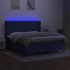 Letto a Molle con Materasso e LED Blu 160x200 cm in Tessuto 3138331