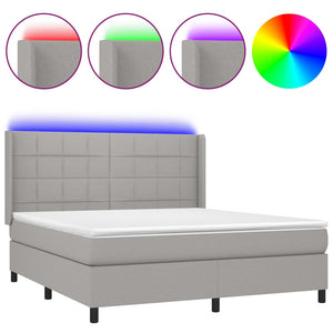 Letto a Molle Materasso e LED Grigio Chiaro 180x200 cm Tessuto 3138333