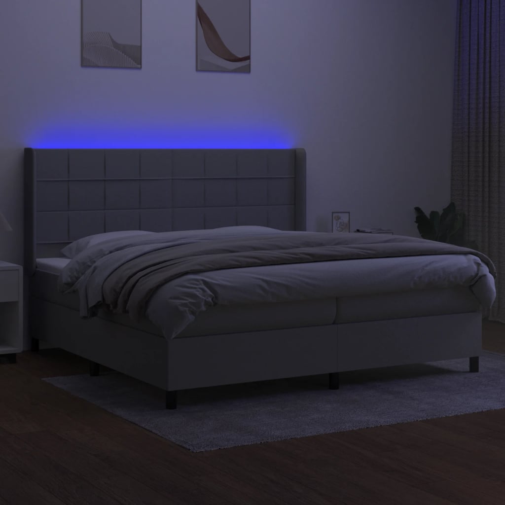 Letto a Molle Materasso e LED Grigio Chiaro 200x200 cm Tessuto 3138341