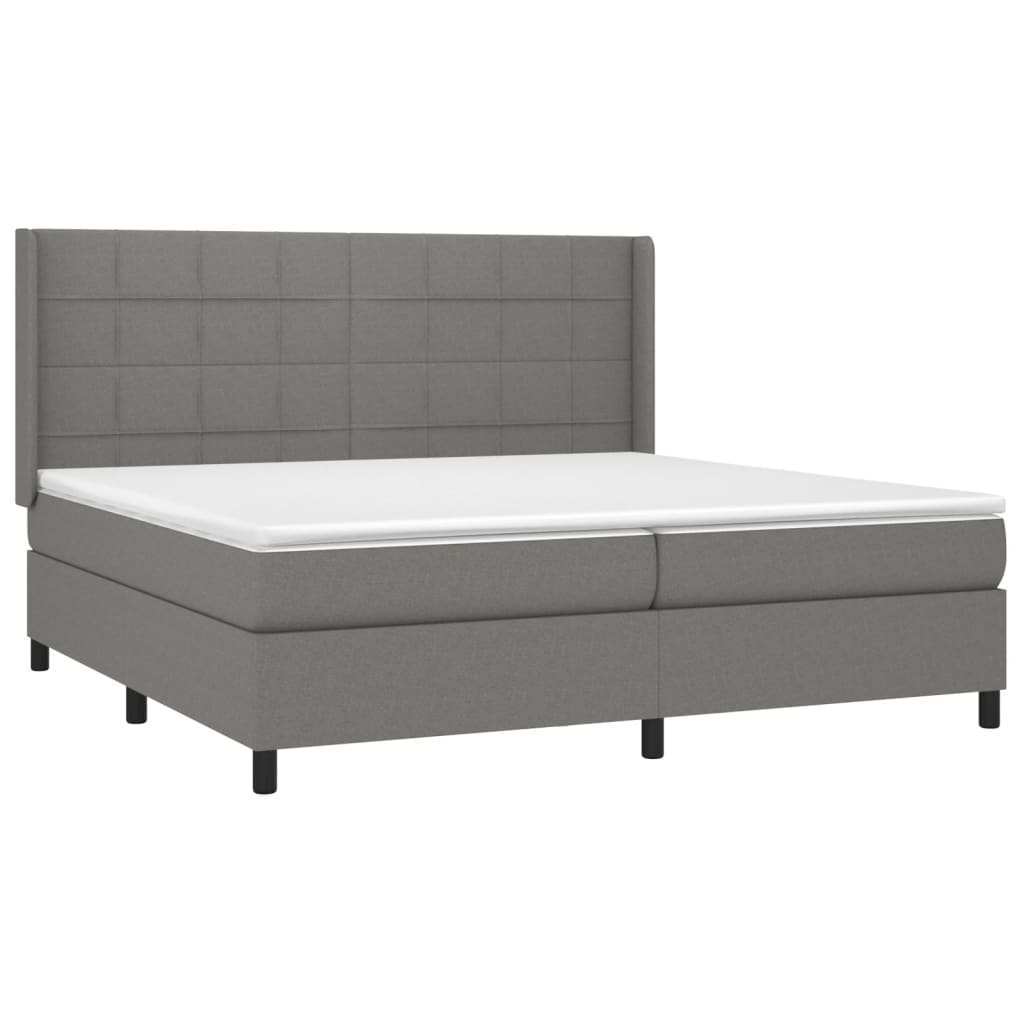 Letto a Molle Materasso e LED Grigio Scuro 200x200cm in Tessuto 3138342