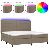 Letto a Molle Materasso e LED tortora 200x200cm in Tessuto cod mxl 58353