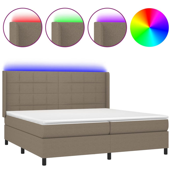 Letto a Molle Materasso e LED tortora 200x200cm in Tessuto cod mxl 58353