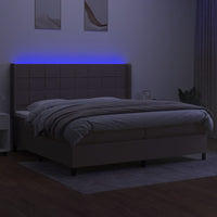 Letto a Molle Materasso e LED tortora 200x200cm in Tessuto cod mxl 58353