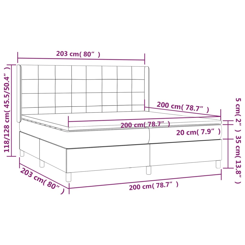 Letto a Molle Materasso e LED tortora 200x200cm in Tessuto cod mxl 58353