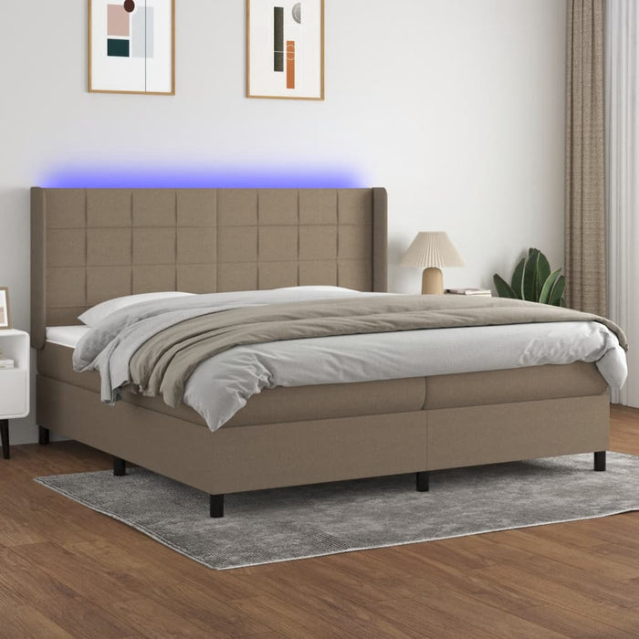 Letto a Molle Materasso e LED tortora 200x200cm in Tessuto cod mxl 58353