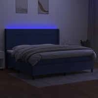 Letto a Molle Materasso e LED Blu 200x200cm in Tessuto 3138347