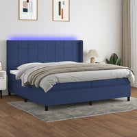 Letto a Molle Materasso e LED Blu 200x200cm in Tessuto 3138347