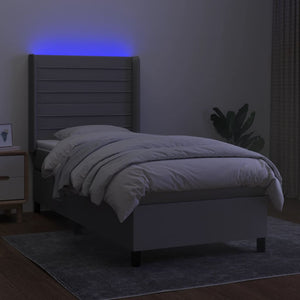 Letto a Molle Materasso e LED Grigio Chiaro 80x200 cm Tessuto cod mxl 35484