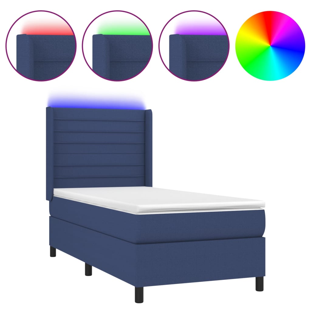 Letto a Molle con Materasso e LED Blu 80x200 cm in Tessuto 3138355