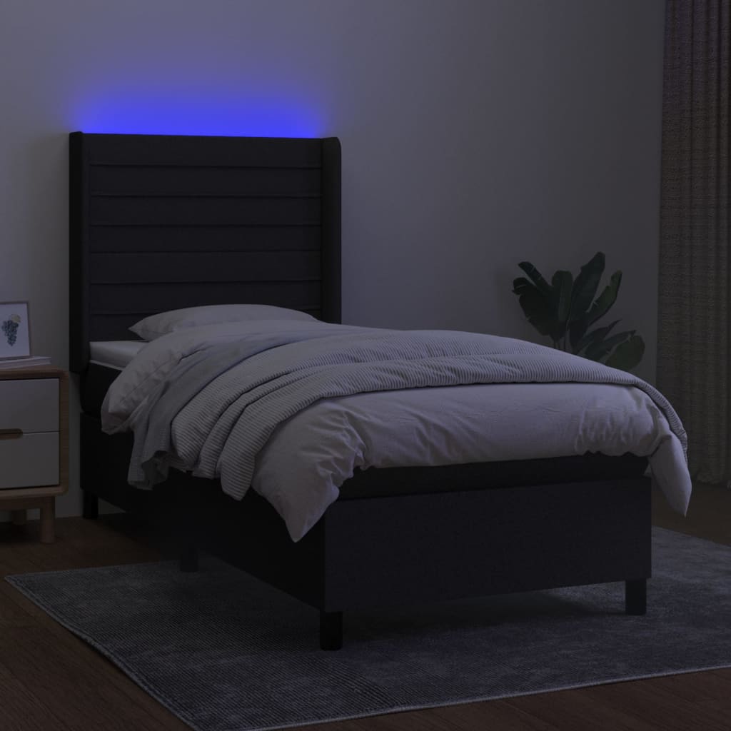 Letto a Molle con Materasso e LED Nero 90x200 cm in Tessutocod mxl 99312