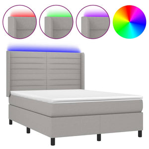 Letto a Molle Materasso e LED Grigio Chiaro 140x190 cm Tessuto 3138389