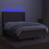 Letto a Molle con Materasso e LED Tortora 140x190 cm in Tessuto 3138393