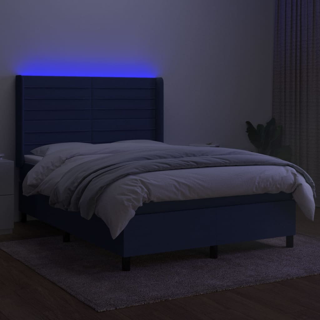 Letto a Molle con Materasso e LED Blu 140x190 cm in Tessutocod mxl 123257