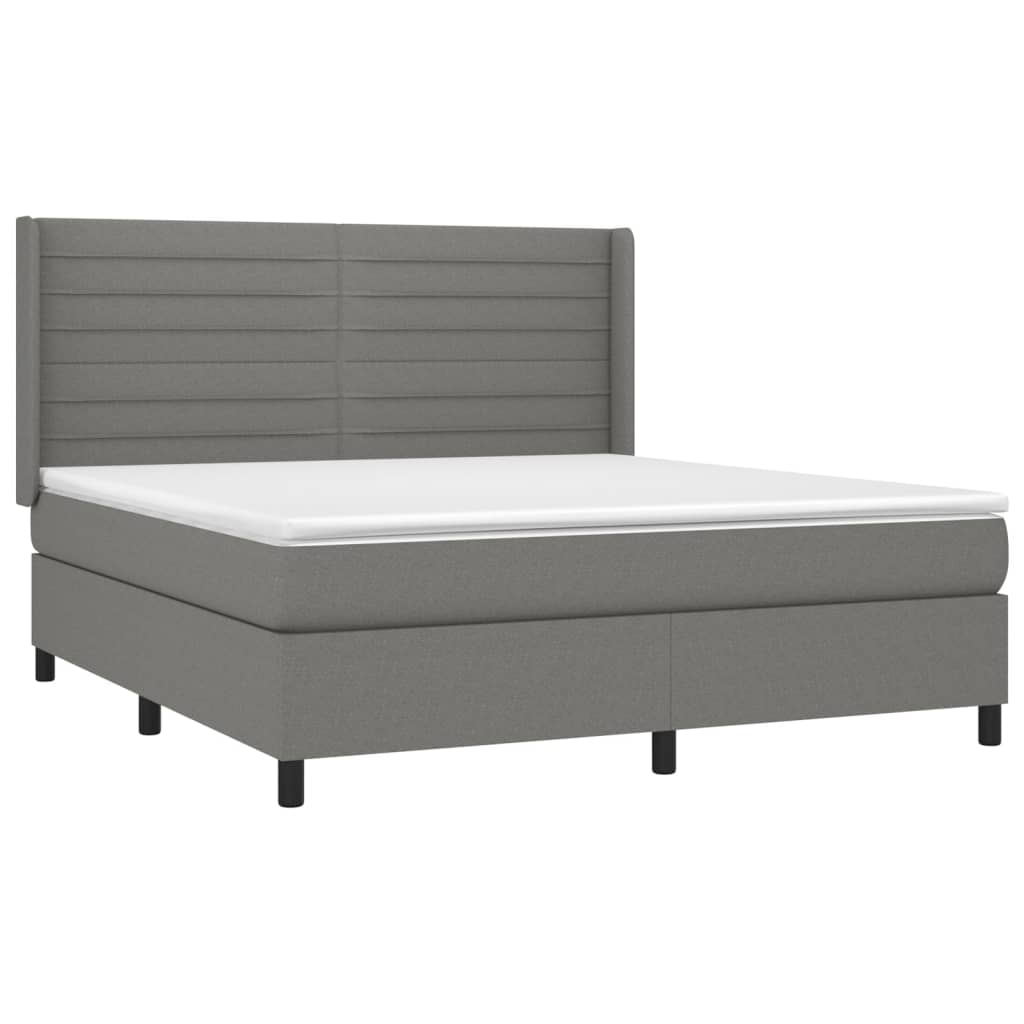 Letto a Molle Materasso e LED Grigio Scuro 160x200cm in Tessuto cod mxl 36731