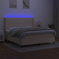 Letto a Molle con Materasso e LED Crema 160x200 cm in Tessuto cod mxl 35311