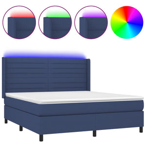 Letto a Molle con Materasso e LED Blu 160x200 cm in Tessutocod mxl 123258